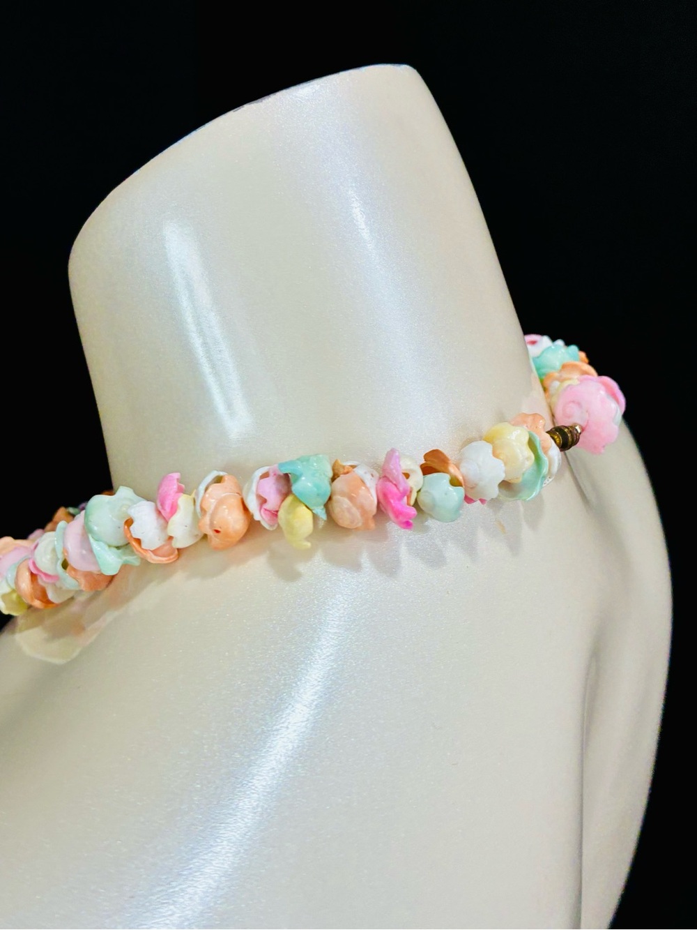 VTG Pastel Multicolor Shell Bead Necklace - ICE CREAM SCOOPS Women's Jewelry - Picture 6 of 16